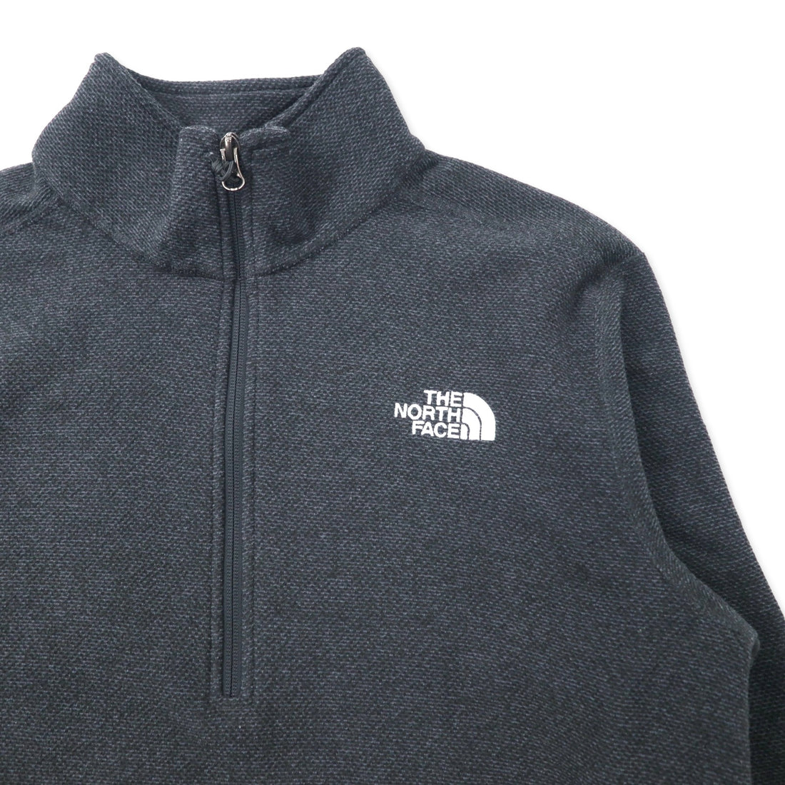 THE NORTH FACE Half Zip Fleece Jacket M Gray Polyester One Point Logo Embroidery