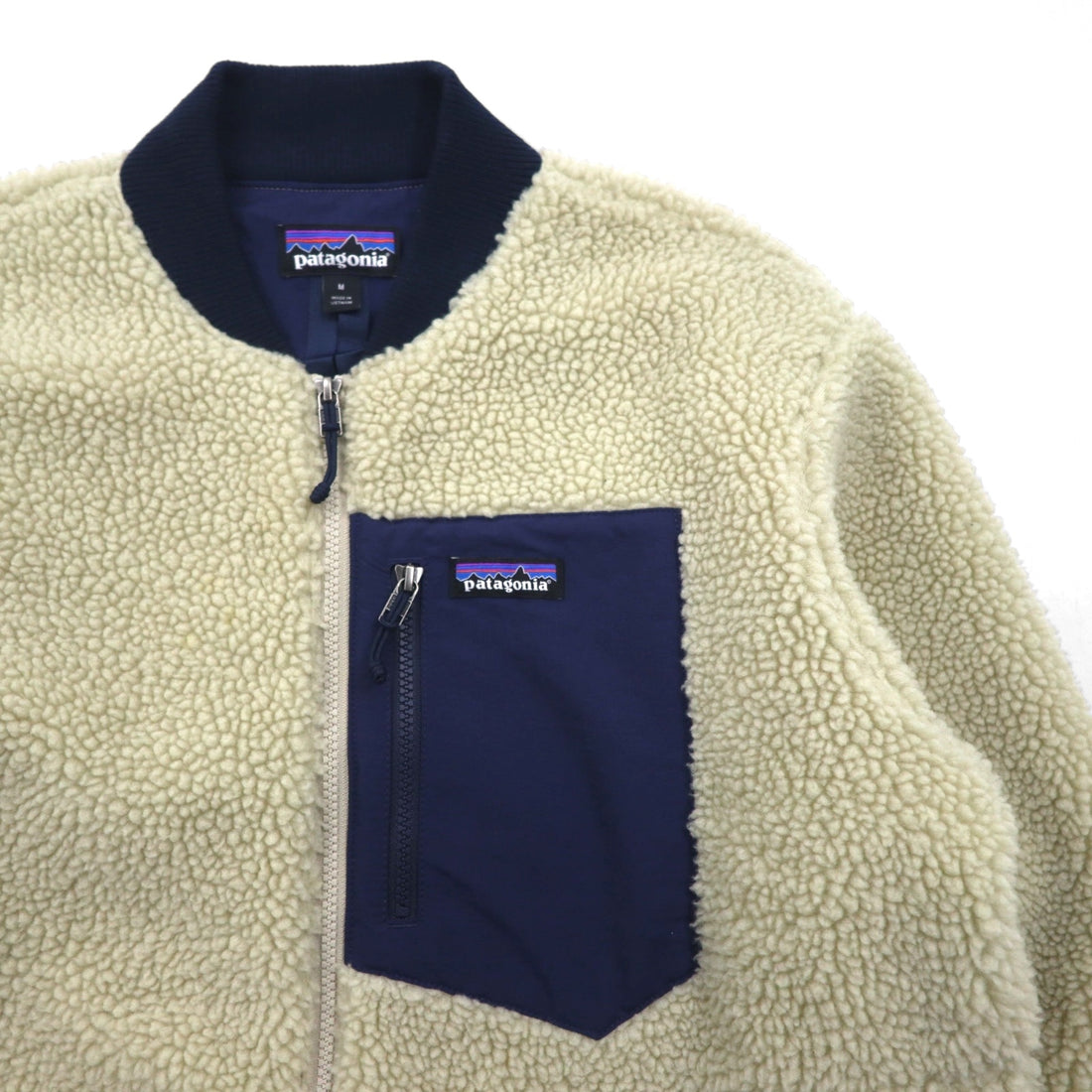 Patagonia レトロX 廃番 ボマージャケット Retro X Bomber Jkt ボア フリースジャケット M ナチュラル × ネイビー 22830