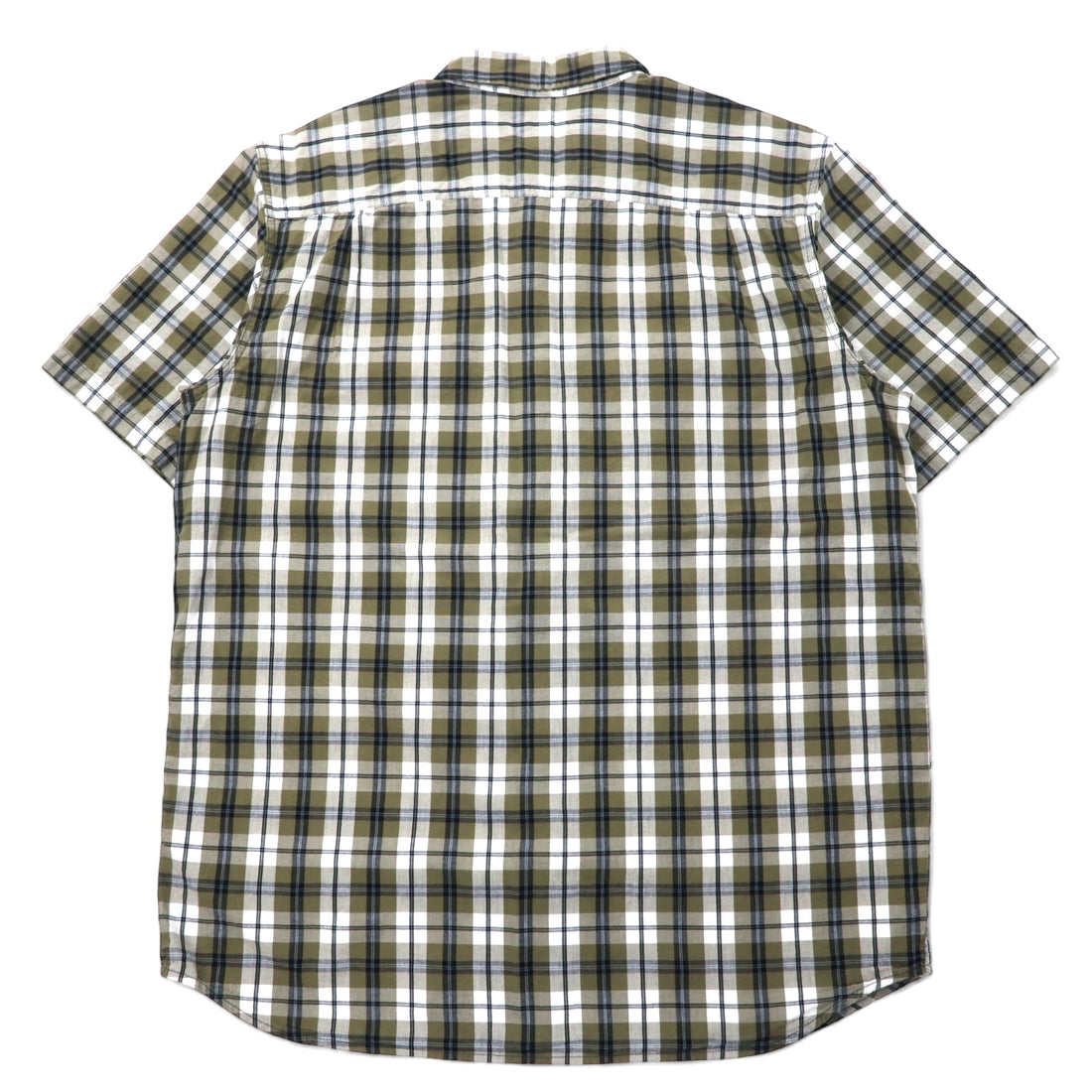 carhartt リラックスフィット 半袖 ボタンダウンシャツ XL カーキ ホワイト チェック コットン ビッグサイズ