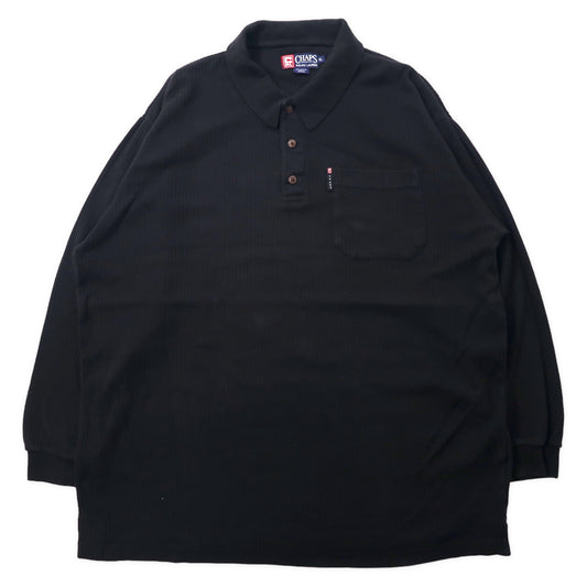 日本然リトテ-古着オンライン-CHAPS RALPH LAUREN 長袖ポロシャツ XL ブラック コットン ビッグサイズ-CHAPS RALPH LAUREN Long Sleeve Polo Shirt XL Black Cotton Big Size