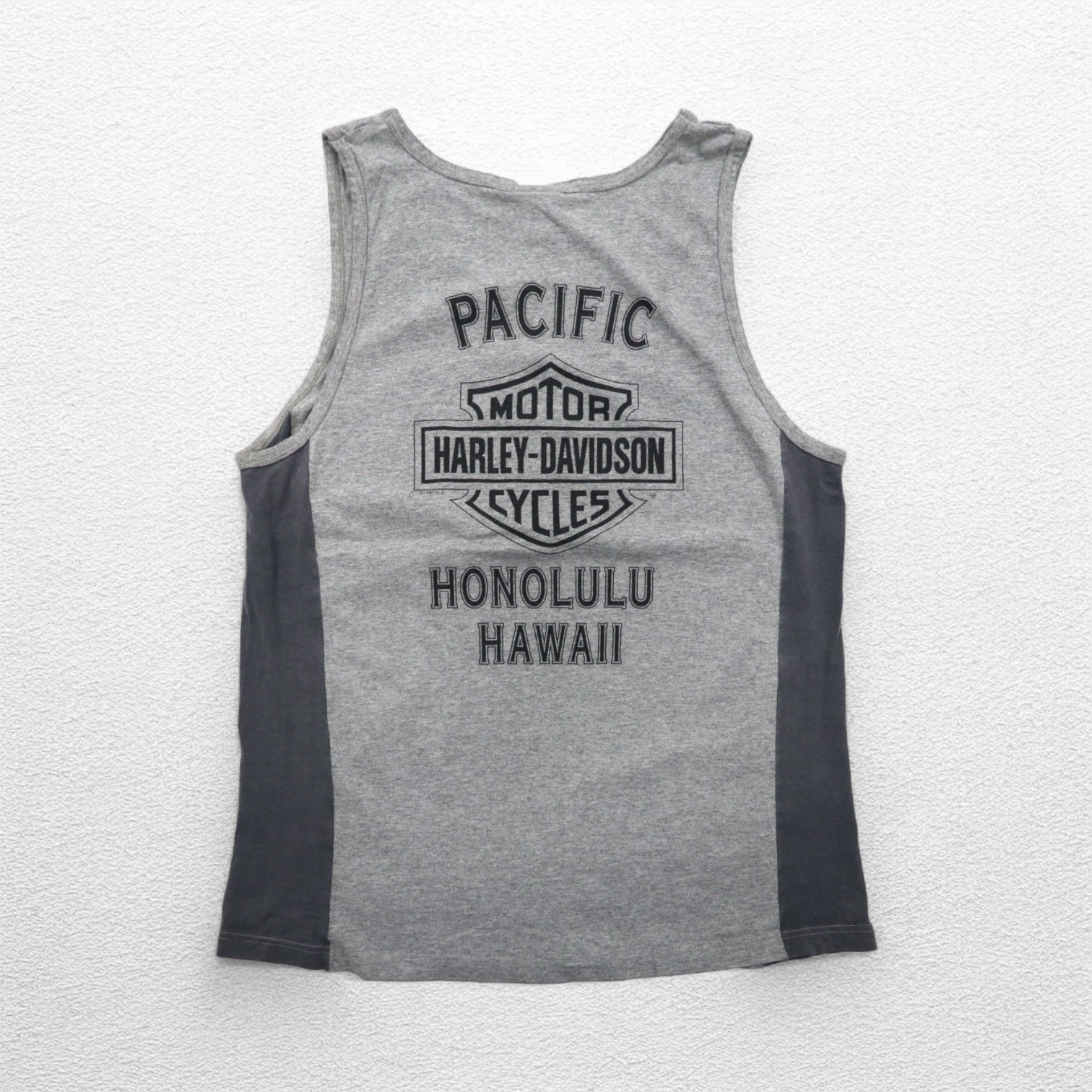 HARLEY DAVIDSON 90年代 USA製 タンクトップ L グレー コットン HONOLULU HAWAII 両面プリント