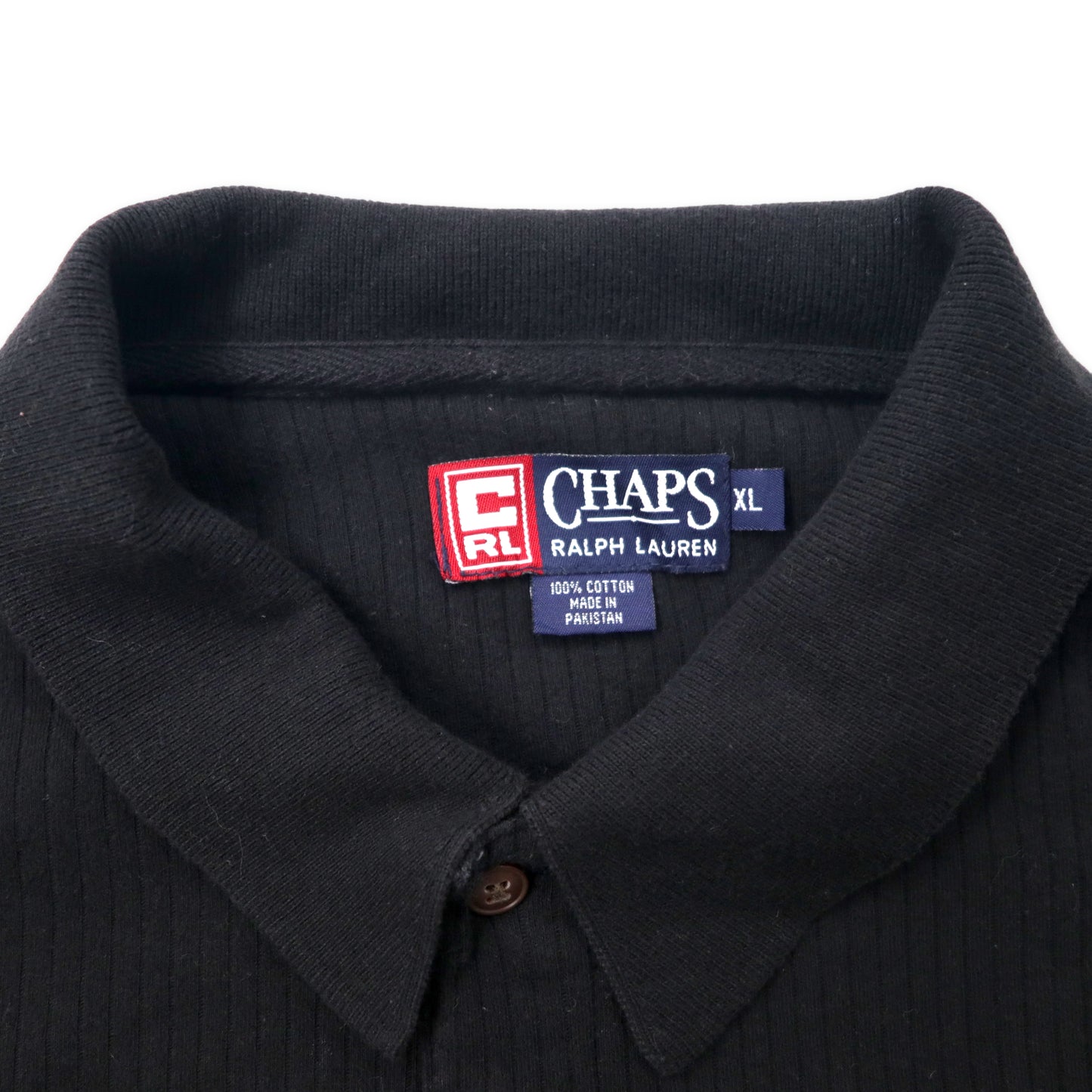 CHAPS RALPH LAUREN 長袖ポロシャツ XL ブラック コットン ビッグサイズ