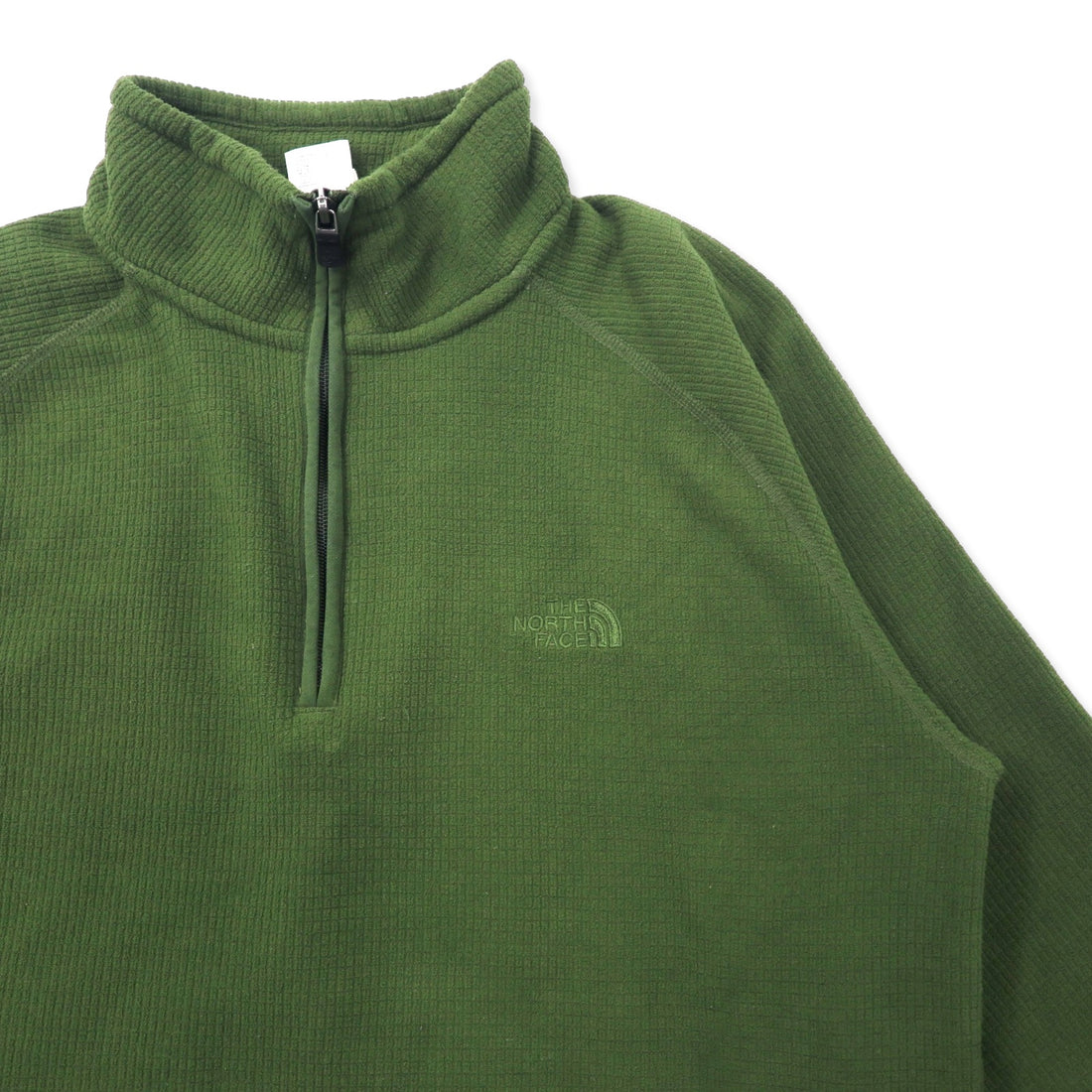 THE NORTH FACE Half Zip Fleece Jacket M Khaki Polyester One Point Logo Embroidery