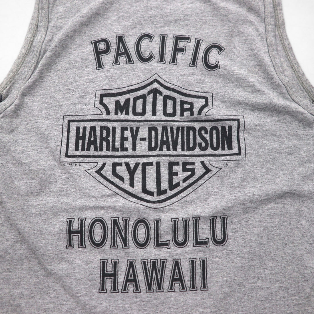HARLEY DAVIDSON 90s Made in USA Tank Top L Grey Cotton HONOLULU HAWAII Double-sided Print