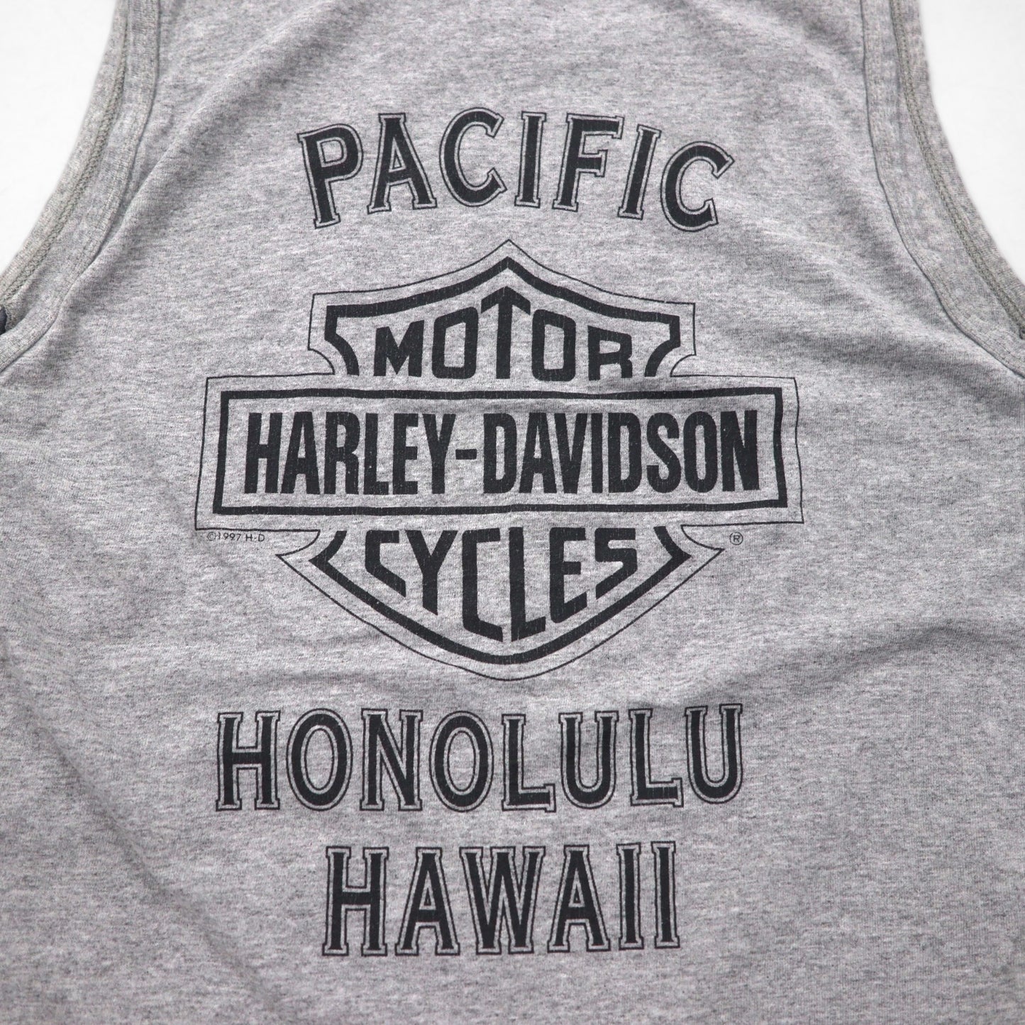 HARLEY DAVIDSON 90年代 USA製 タンクトップ L グレー コットン HONOLULU HAWAII 両面プリント