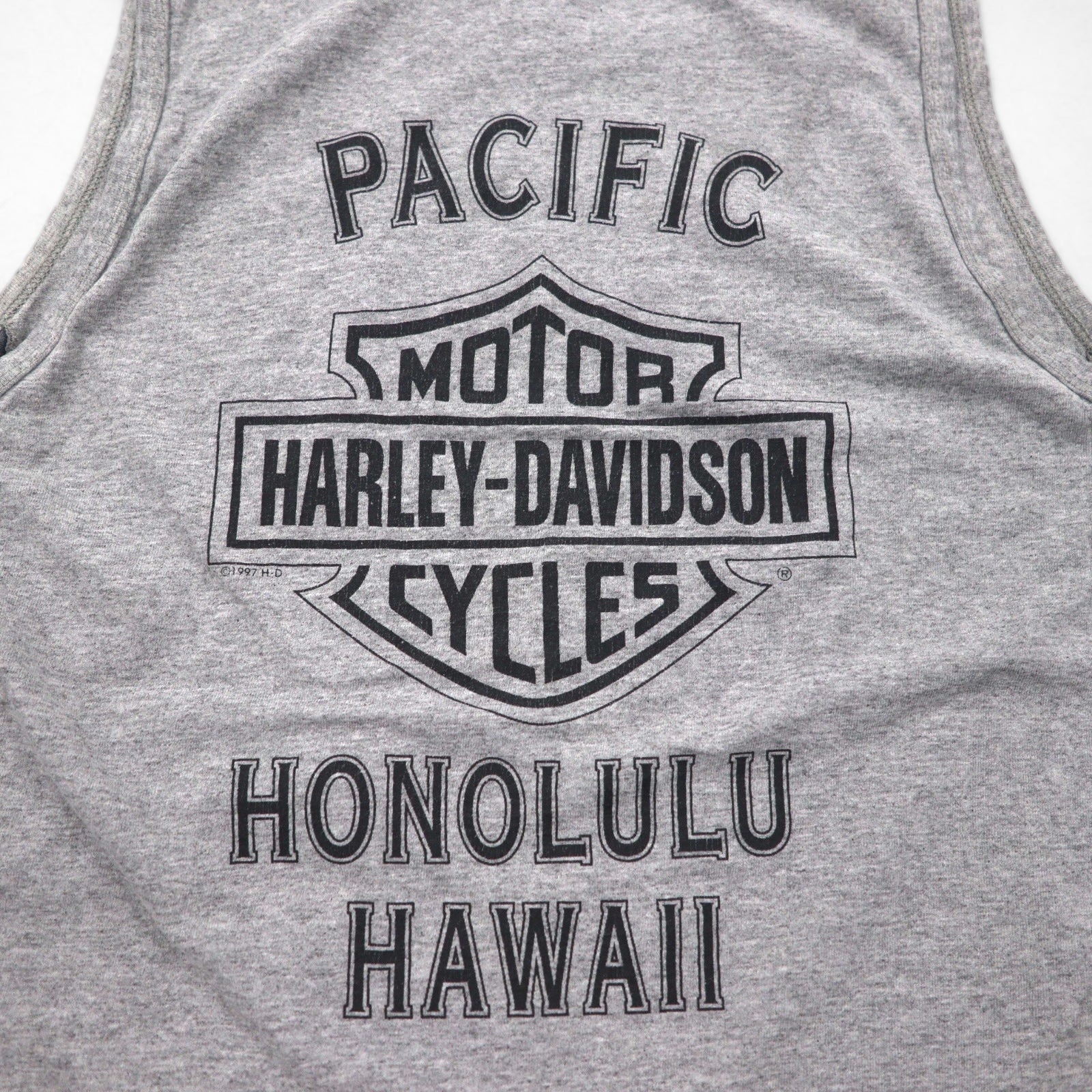HARLEY DAVIDSON 90年代 USA製 タンクトップ L グレー コットン HONOLULU HAWAII 両面プリント
