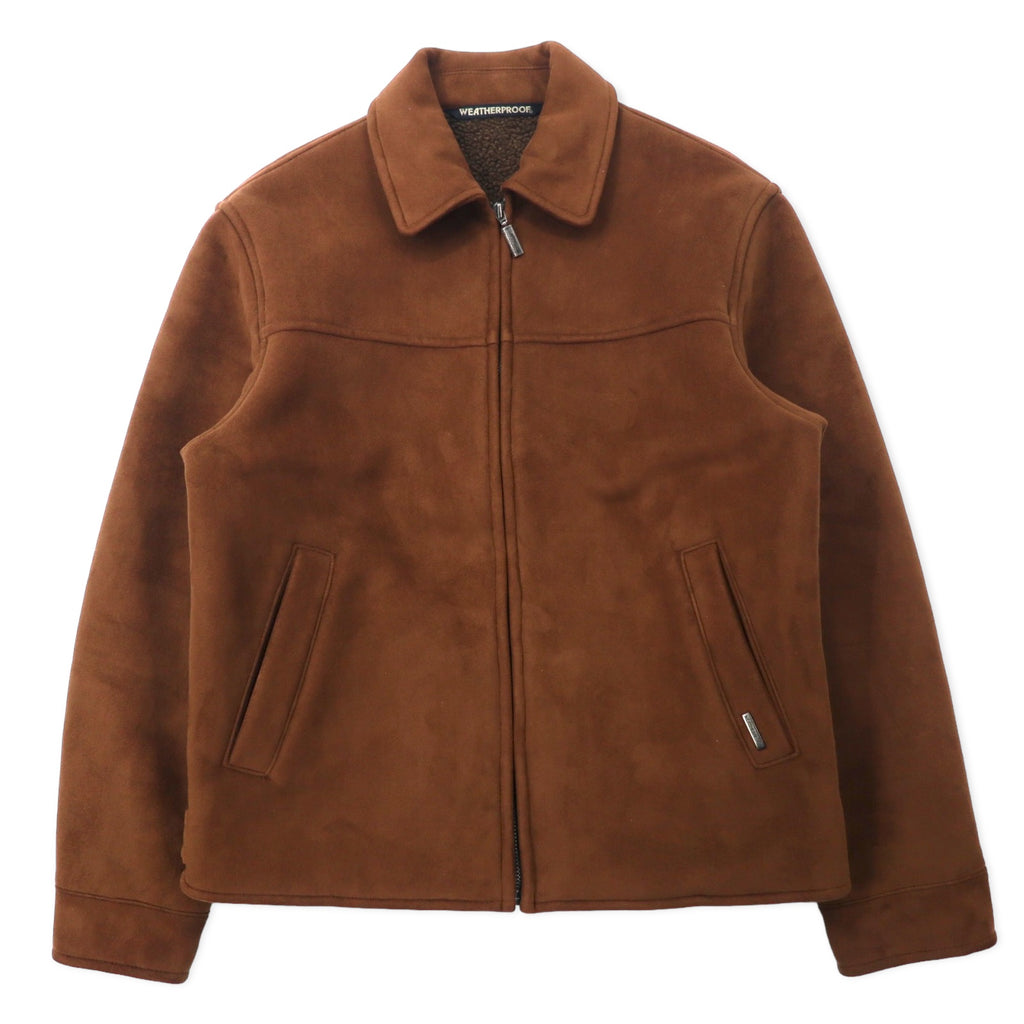 日本然リトテ-古着オンライン-WEATHERPROOF フェイクムートンジャケット S ブラウン ポリエステル 防水-WeatherProof fake mouton jacket s brown polyester waterproof