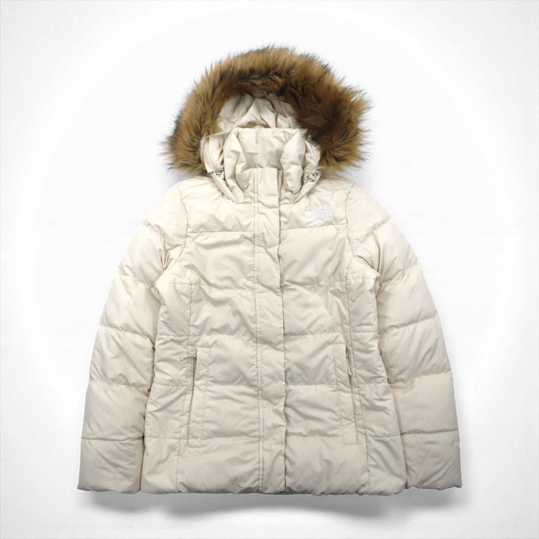 THE NORTH FACE 550 Fill Power Down Jacket, Medium, White, NF0A4R33, with Detachable Fur
