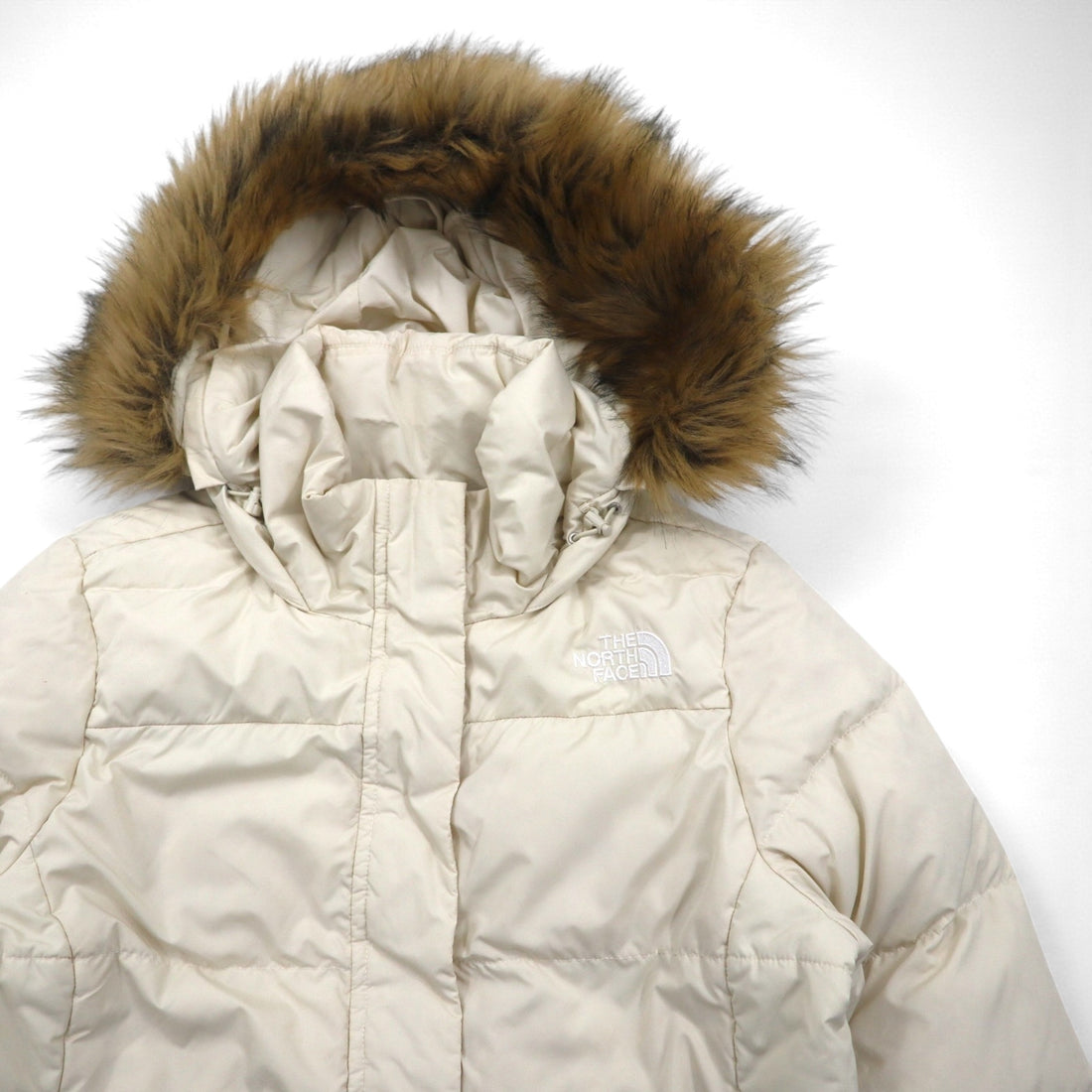 THE NORTH FACE 550 Fill Power Down Jacket, Medium, White, NF0A4R33, with Detachable Fur