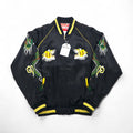 HOUSTON 90s Japanese-made Sukajan Jacket, Size L, Black Nylon, Embroidered with Tiger and Dragon Designs