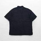Burma Bibas 開襟 半袖 シルク オープンカラーシャツ XL ブラック ボックスシルエット