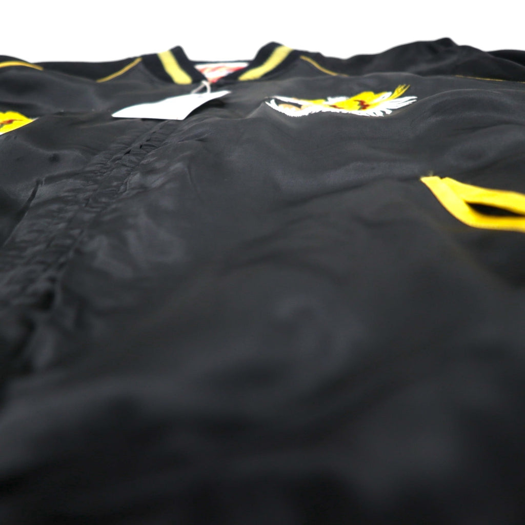 HOUSTON 90s Japanese-made Sukajan Jacket, Size L, Black Nylon, Embroidered with Tiger and Dragon Designs