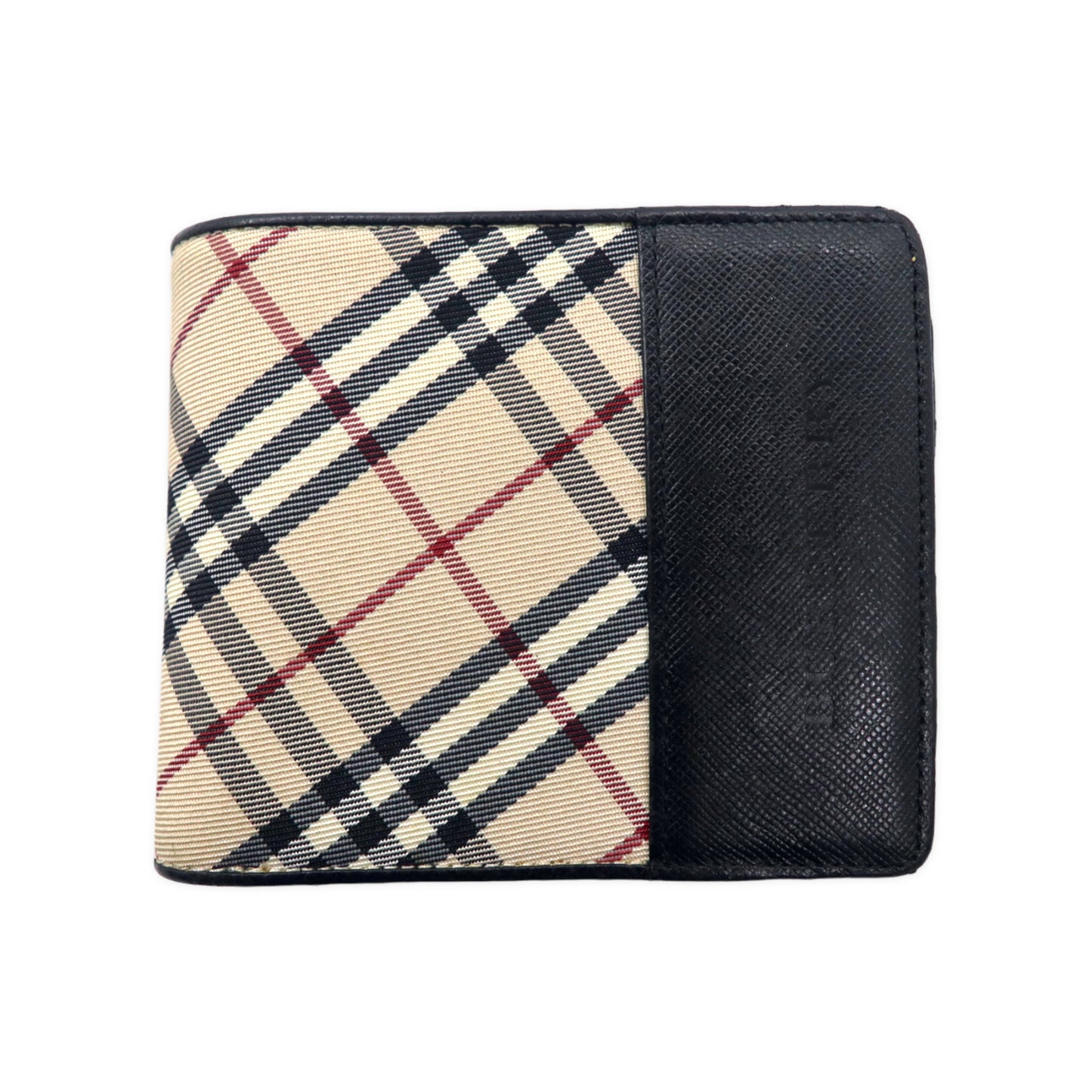 BURBERRY CHECKED FOLDING WALLET Compact wallet beige black nylon