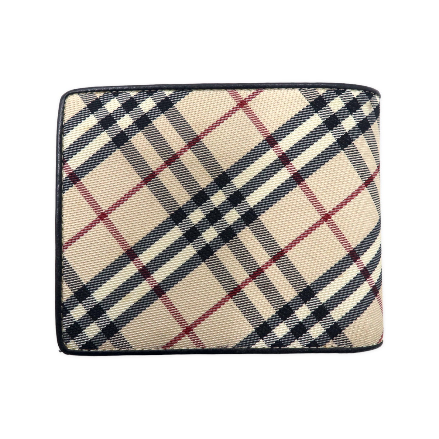 BURBERRY CHECKED FOLDING WALLET Compact wallet beige black nylon