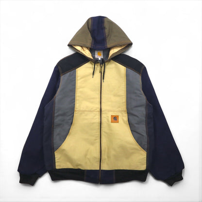 carhartt リメイク 再構築 カラーブロック ダック アクティブジャケット パーカー L マルチカラー クレイジーパターン コットン