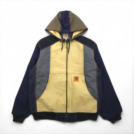 carhartt リメイク 再構築 カラーブロック ダック アクティブジャケット パーカー L マルチカラー クレイジーパターン コットン