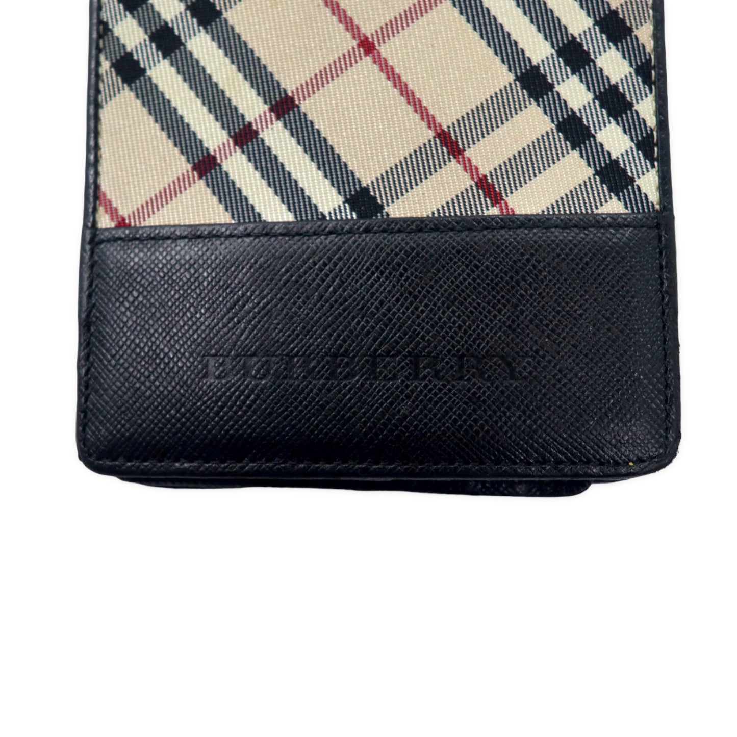 BURBERRY CHECKED FOLDING WALLET Compact wallet beige black nylon