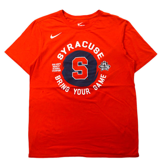 日本然リトテ-古着オンライン-NIKE カレッジプリントTシャツ L オレンジ コットン SYRACUSE-