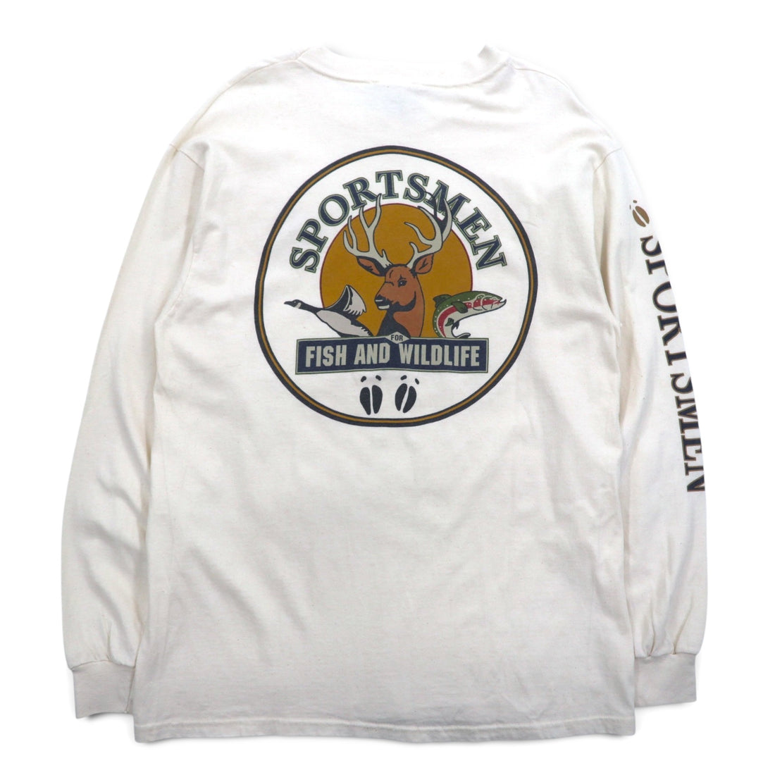 Made in USA 90s Green Brand Long Sleeve T-Shirt Long T XL Sleeve Print SPORTSMEN FISH AND WILDLIFE