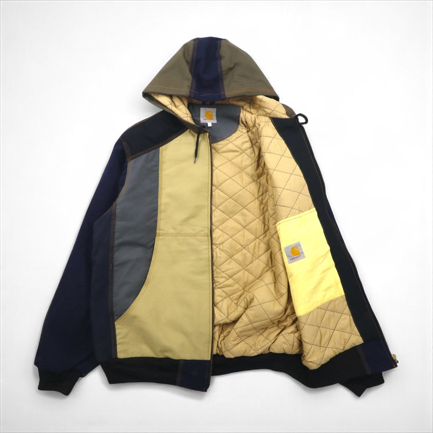 carhartt リメイク 再構築 カラーブロック ダック アクティブジャケット パーカー L マルチカラー クレイジーパターン コットン