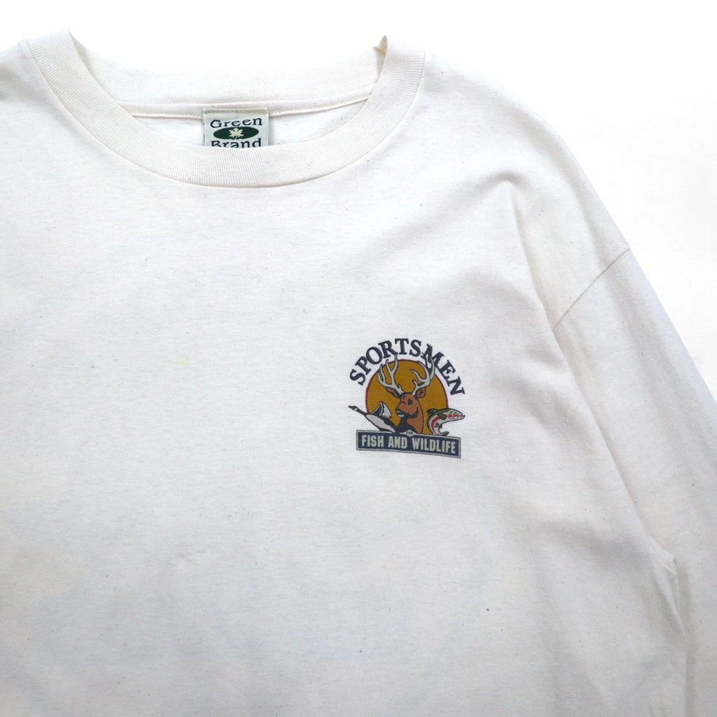 Made in USA 90s Green Brand Long Sleeve T-Shirt Long T XL Sleeve Print SPORTSMEN FISH AND WILDLIFE