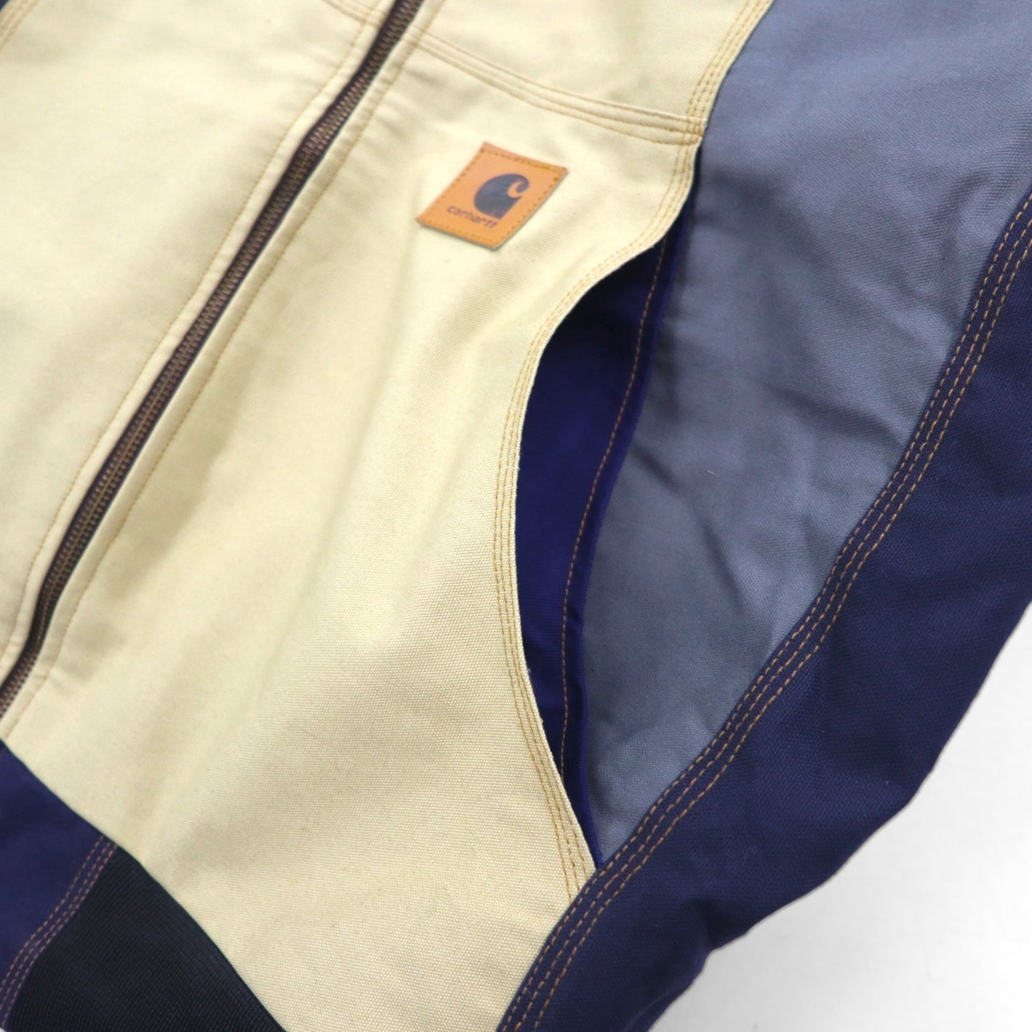 carhartt リメイク 再構築 カラーブロック ダック アクティブジャケット パーカー L マルチカラー クレイジーパターン コットン