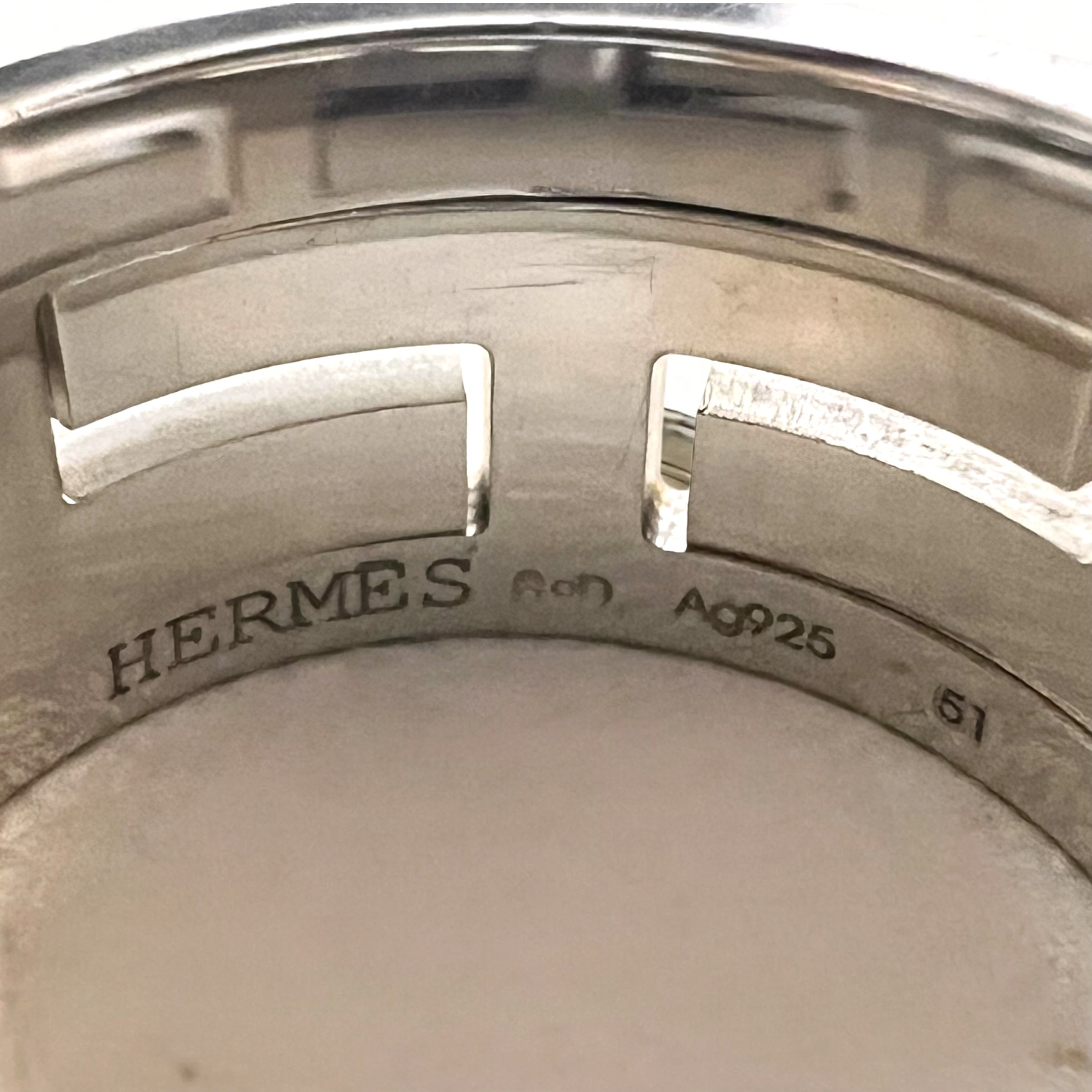 HERMES ムーブアッシュ リング Move H 指輪 11号 オレンジ シルバー Ag925 Hデザイン