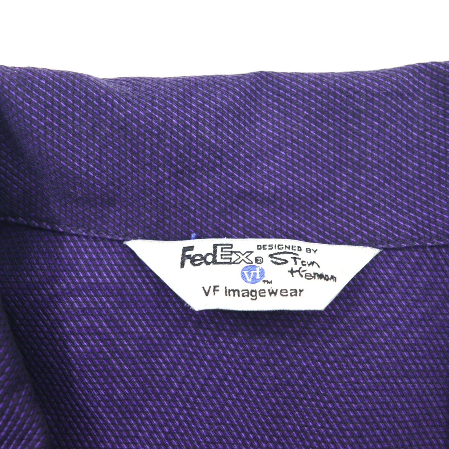 FedEx 90s Open-neck Work Shirt, Short Sleeve, Open Collar, XL, Purple, American, Corporate, Boxy Silhouette, Designed By Stan Herman, VF Imagewear