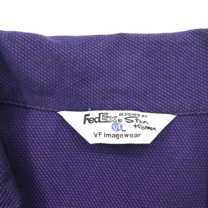 FedEx 90s Open-neck Work Shirt, Short Sleeve, Open Collar, XL, Purple, American, Corporate, Boxy Silhouette, Designed By Stan Herman, VF Imagewear