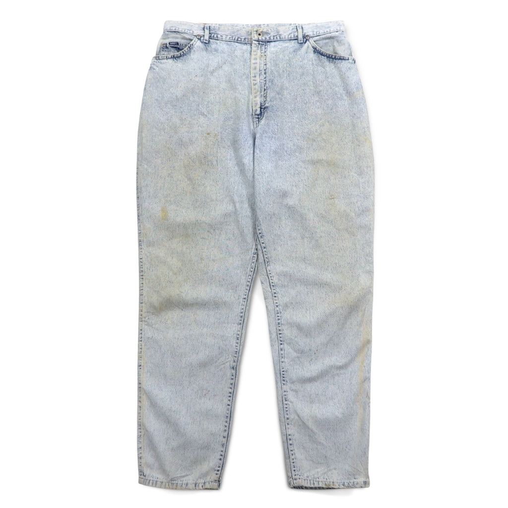 Lee 80年代 USA製 ユニオンチケット ケミカルウォッシュ テーパード デニムパンツ 3XL インディゴ ブルー 307-5099