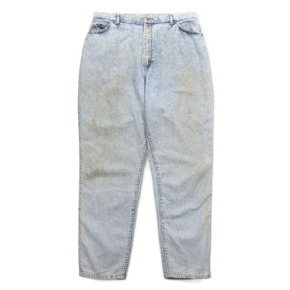 Lee 80年代 USA製 ユニオンチケット ケミカルウォッシュ テーパード デニムパンツ 3XL インディゴ ブルー 307-5099