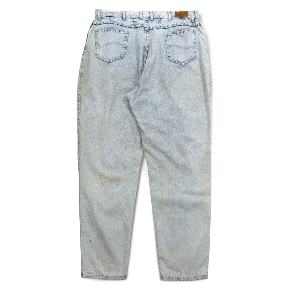 Lee 80年代 USA製 ユニオンチケット ケミカルウォッシュ テーパード デニムパンツ 3XL インディゴ ブルー 307-5099