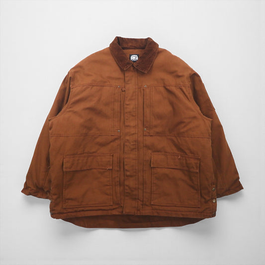 KEY 中綿 ダック ワークジャケット カバーオール XL ブラウン コーデュロイ襟 POLAR KING