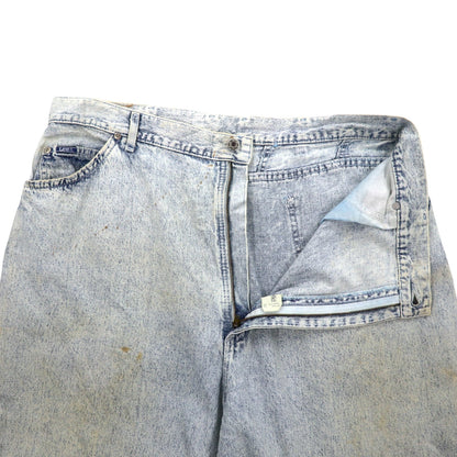 Lee 80年代 USA製 ユニオンチケット ケミカルウォッシュ テーパード デニムパンツ 3XL インディゴ ブルー 307-5099