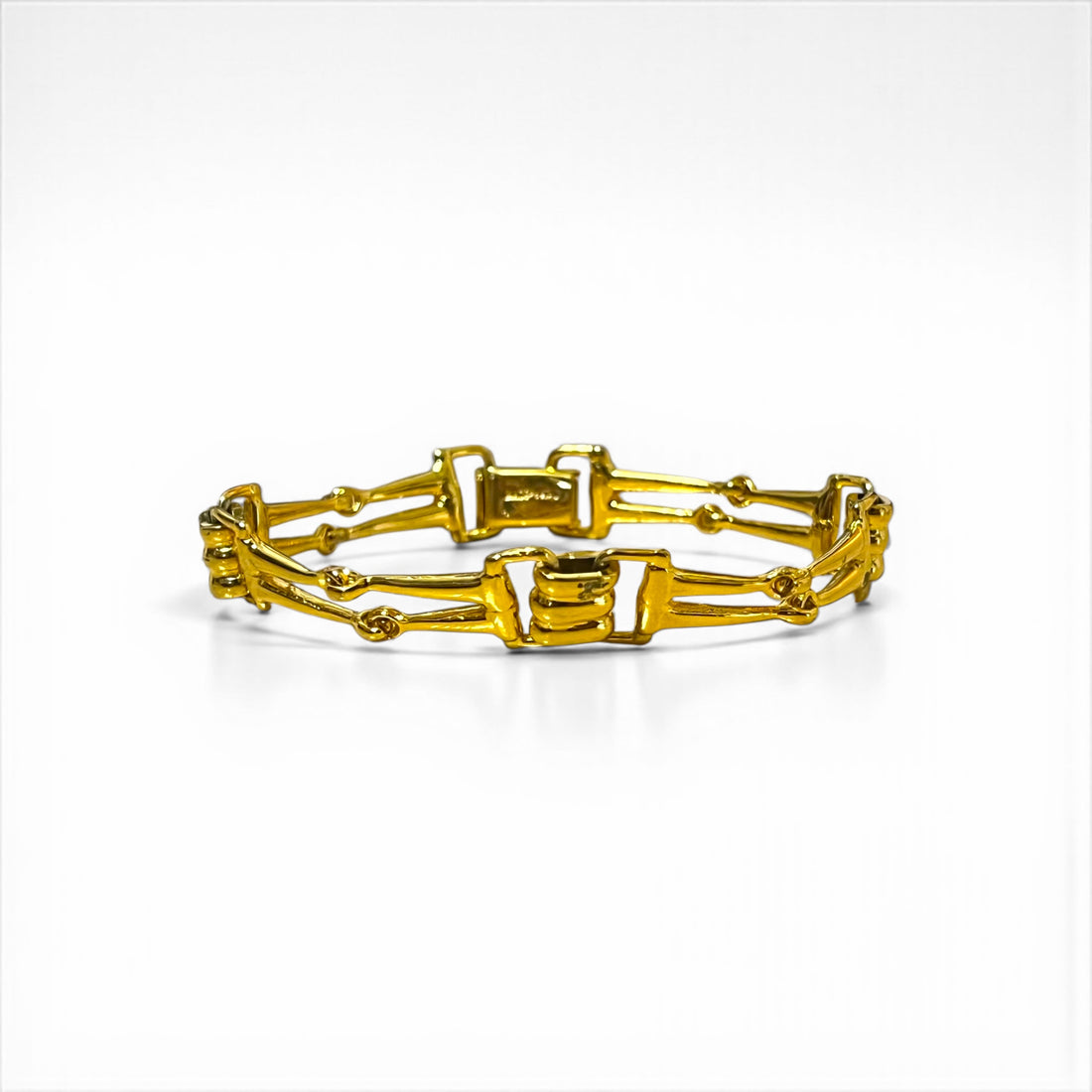 CELINE Vintage Horsebit Bracelet in Gold Metal, Made in Italy