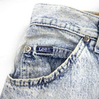 Lee 80年代 USA製 ユニオンチケット ケミカルウォッシュ テーパード デニムパンツ 3XL インディゴ ブルー 307-5099