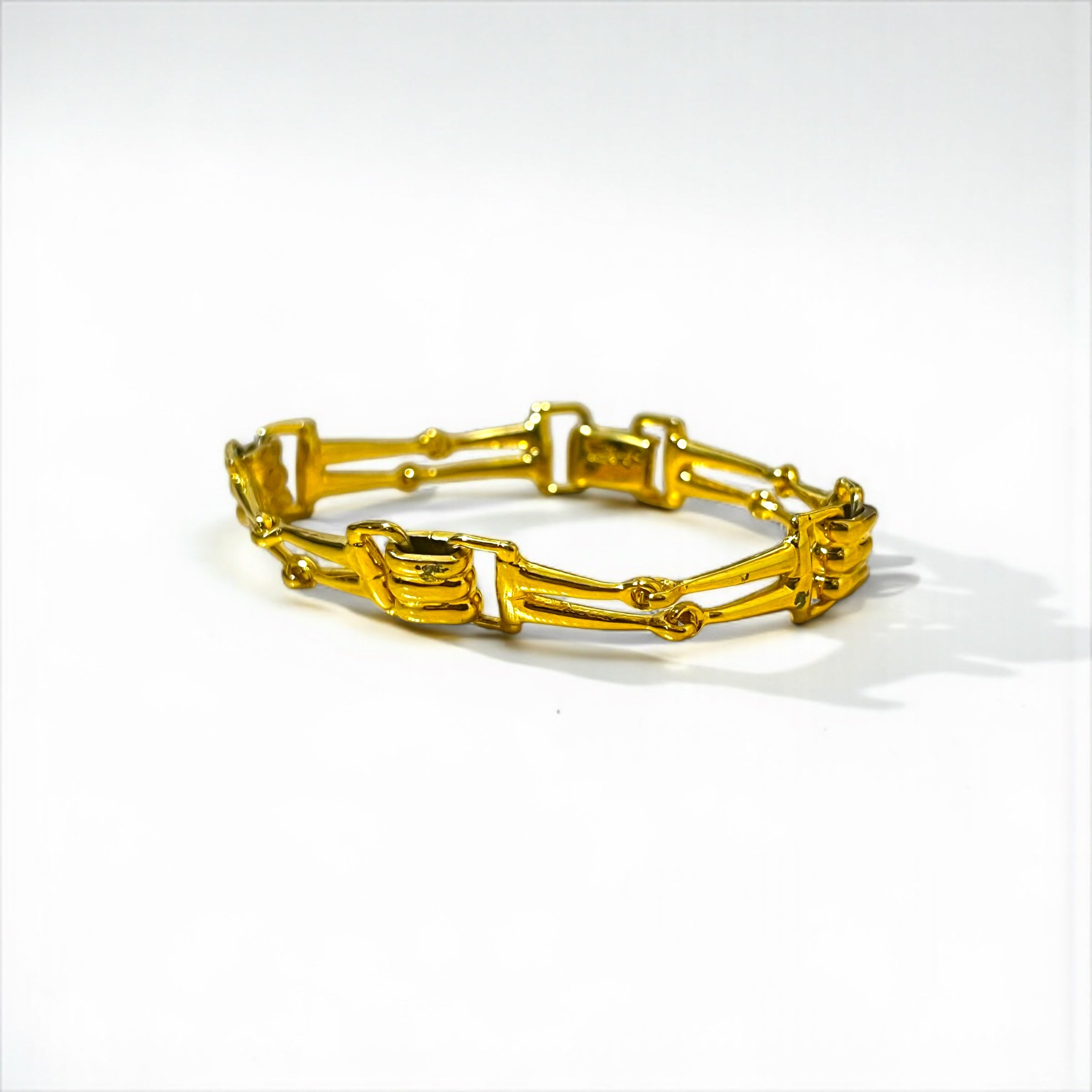 CELINE Vintage Horsebit Bracelet in Gold Metal, Made in Italy