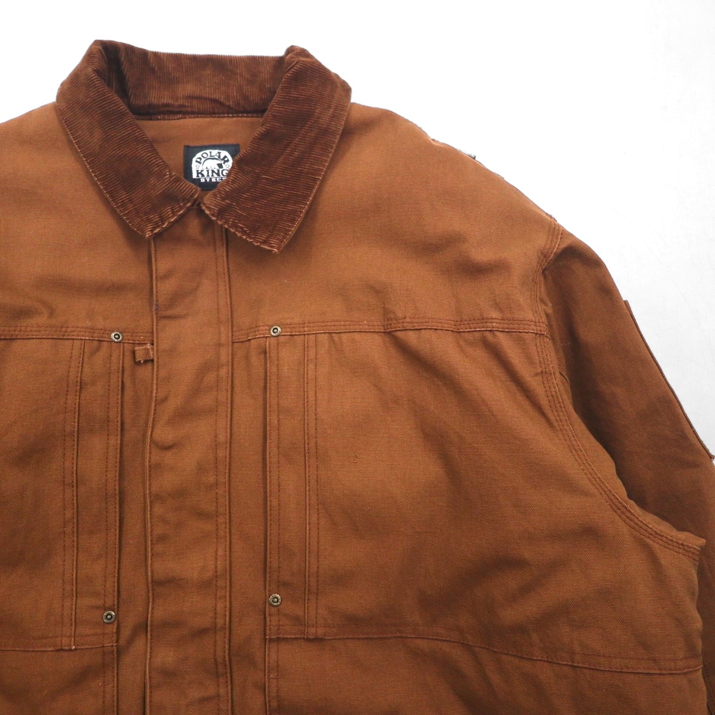 KEY 中綿 ダック ワークジャケット カバーオール XL ブラウン コーデュロイ襟 POLAR KING