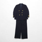 Ralph Lauren 90s Made in Japan Navy Blazer and Double-Breasted Suit, Size M, Navy Wool, Gold Buttons