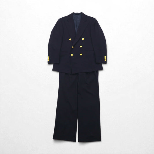 Ralph Lauren 90年代 日本製 ブレザー 紺ブレ セットアップ ダブル スーツ M ネイビー ウール 金ボタン