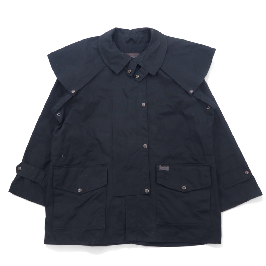 日本然リトテ-古着オンライン-OUTBACK オイルドジャケット サドルジャケット L ブラック コットン ケープ SWAGMAN フィージー製-OUTBACK Oiled Jacket Saddle Jacket L Black Cotton Cape SWAGMAN Fiji Made