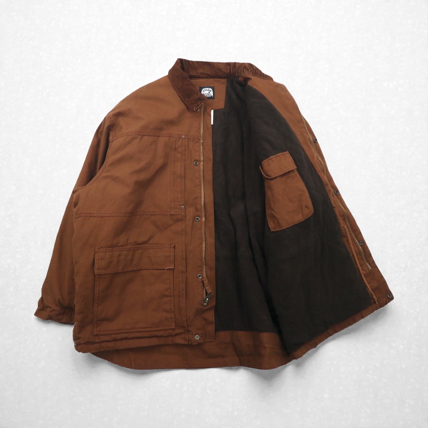 KEY 中綿 ダック ワークジャケット カバーオール XL ブラウン コーデュロイ襟 POLAR KING