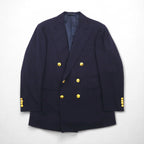 Ralph Lauren 90s Made in Japan Navy Blazer and Double-Breasted Suit, Size M, Navy Wool, Gold Buttons
