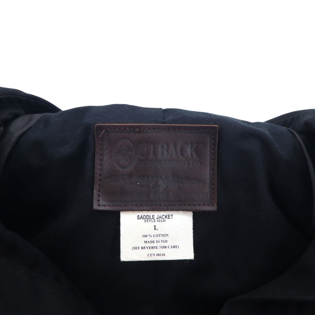 OUTBACK Oiled Jacket Saddle Jacket L Black Cotton Cape SWAGMAN Made in Fiji