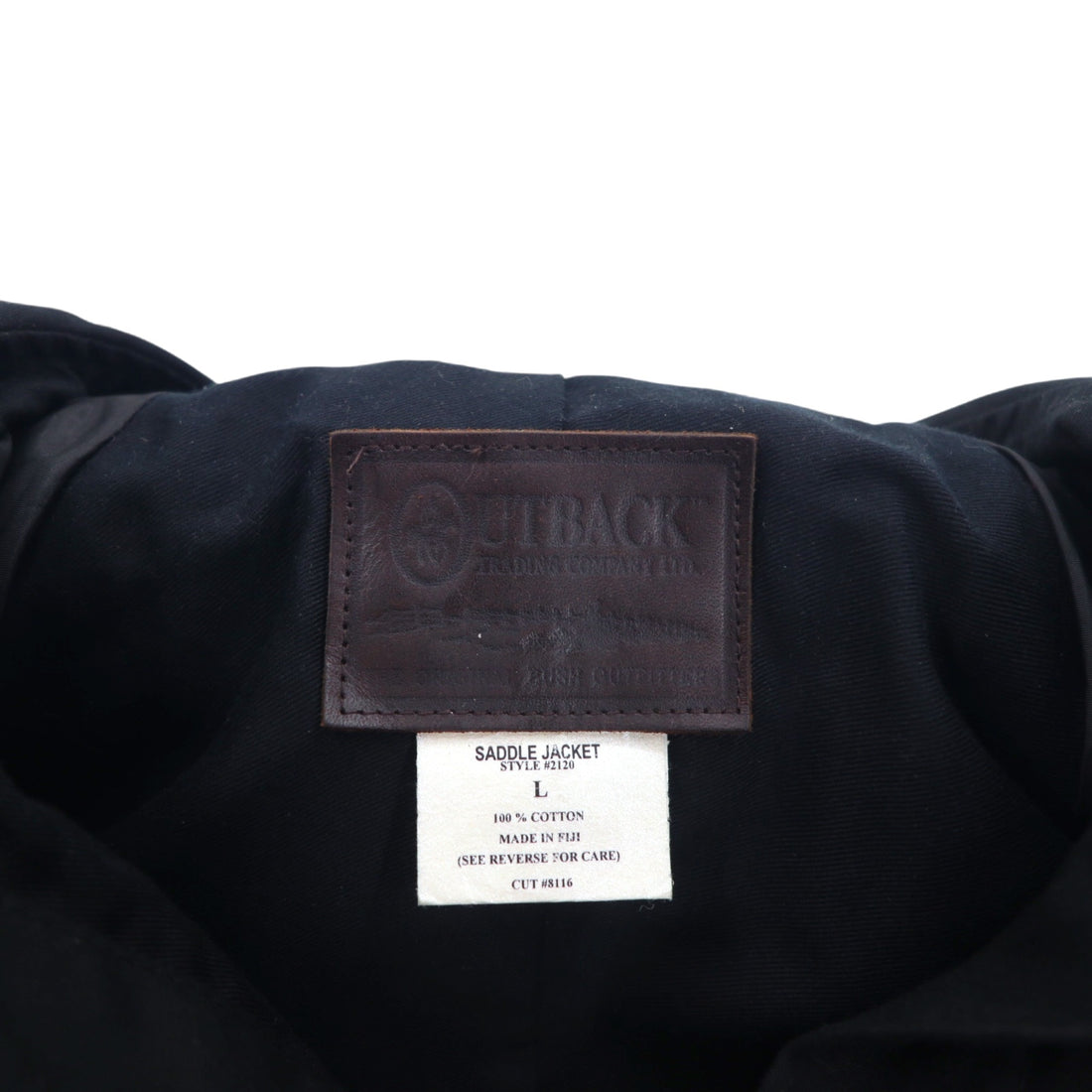 OUTBACK Oiled Jacket Saddle Jacket L Black Cotton Cape SWAGMAN Made in Fiji