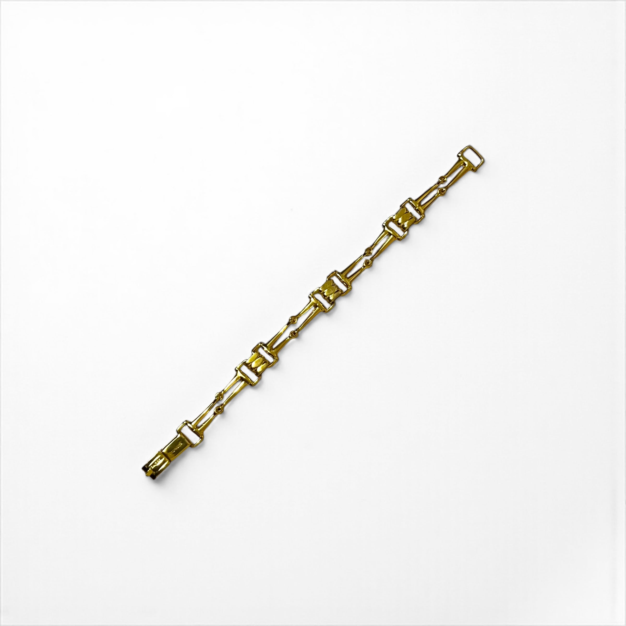 CELINE Vintage Horsebit Bracelet in Gold Metal, Made in Italy