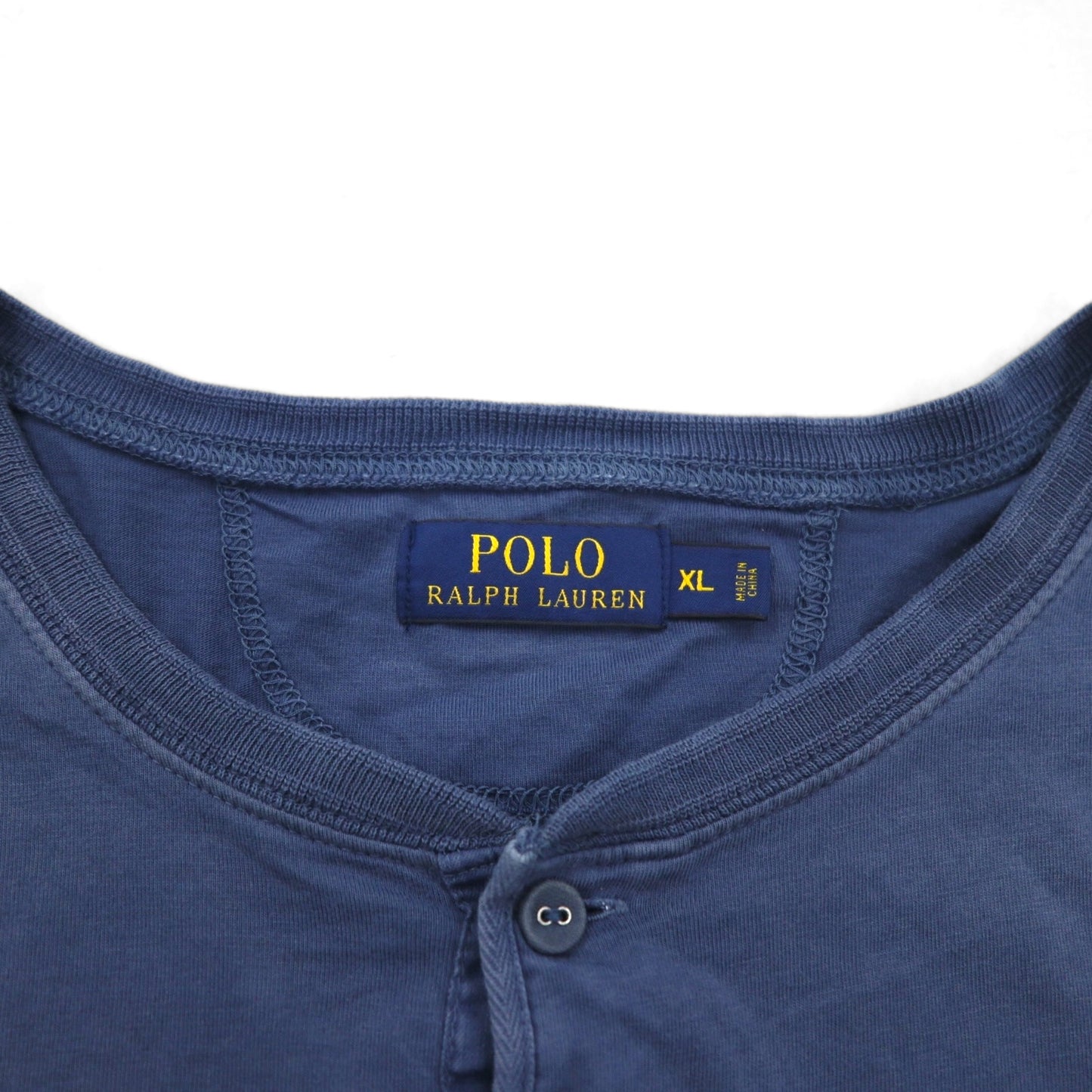 POLO RALPH LAUREN Henley neck T-shirt XL Navy Cotton
