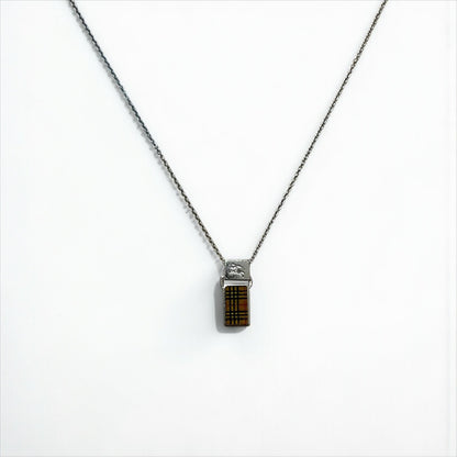 BURBERRY Silver Chain Necklace Pendant Nova Check SILVER 925