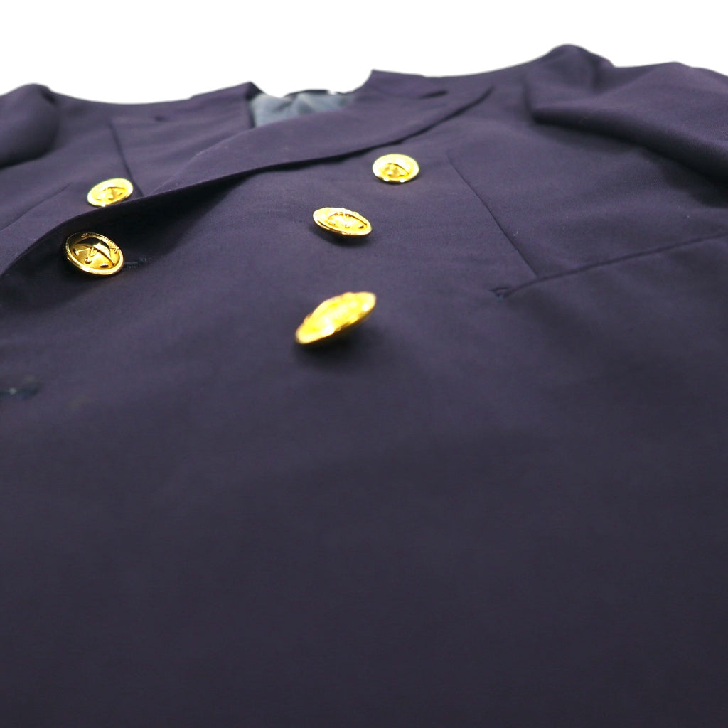 Ralph Lauren 90s Made in Japan Navy Blazer and Double-Breasted Suit, Size M, Navy Wool, Gold Buttons