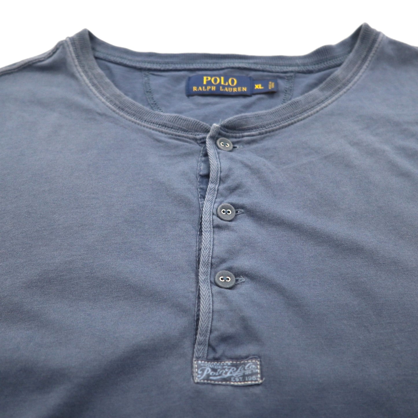 POLO RALPH LAUREN Henley neck T-shirt XL Navy Cotton